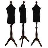 Children Kids Age 2-4 Tailors Dummy Mannequin, Black Torso Bust with a Dark Wood Tripod Stand